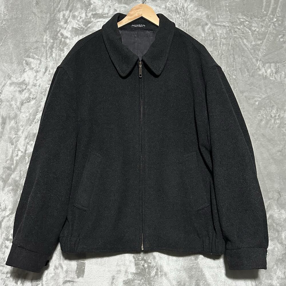 Vtg Baracuta Cashmere Blend Tweed Bomber Jacket Mens XL Dark Gray Quiet Luxury
